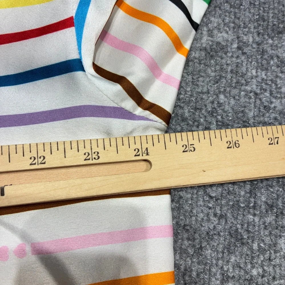 Ann Taylor Sleep Women's Rainbow Striped Pajama Top‎ Size L Polyester